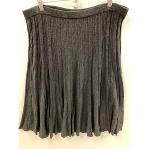 Eileen Fisher Midi Skirt 2X Merino Wool Classic Quiet Luxury Italy Gray